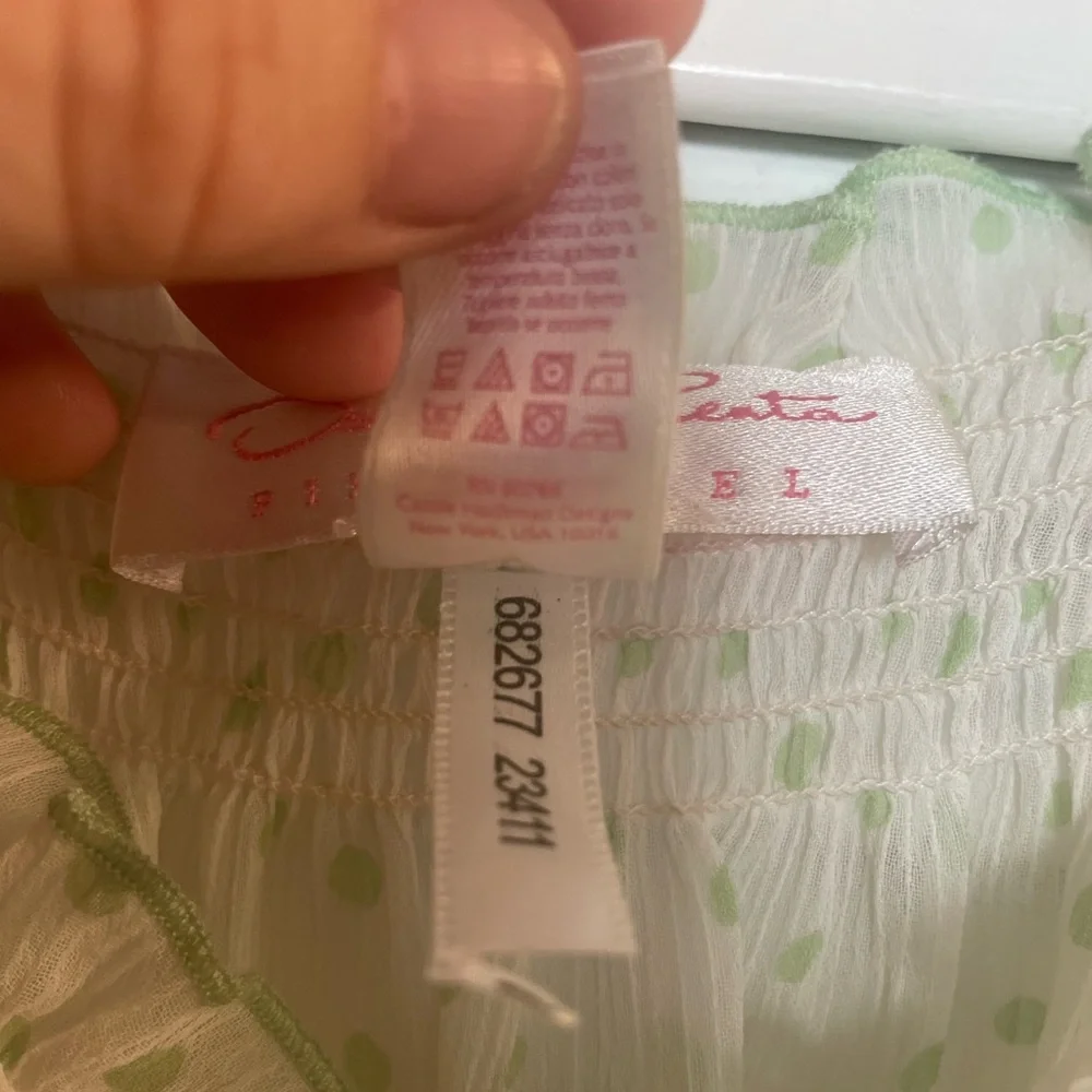 Oscar De La Renta Sheer Green Polka Dot Nightie Extra Small XS Like New - Picture 7 of 7